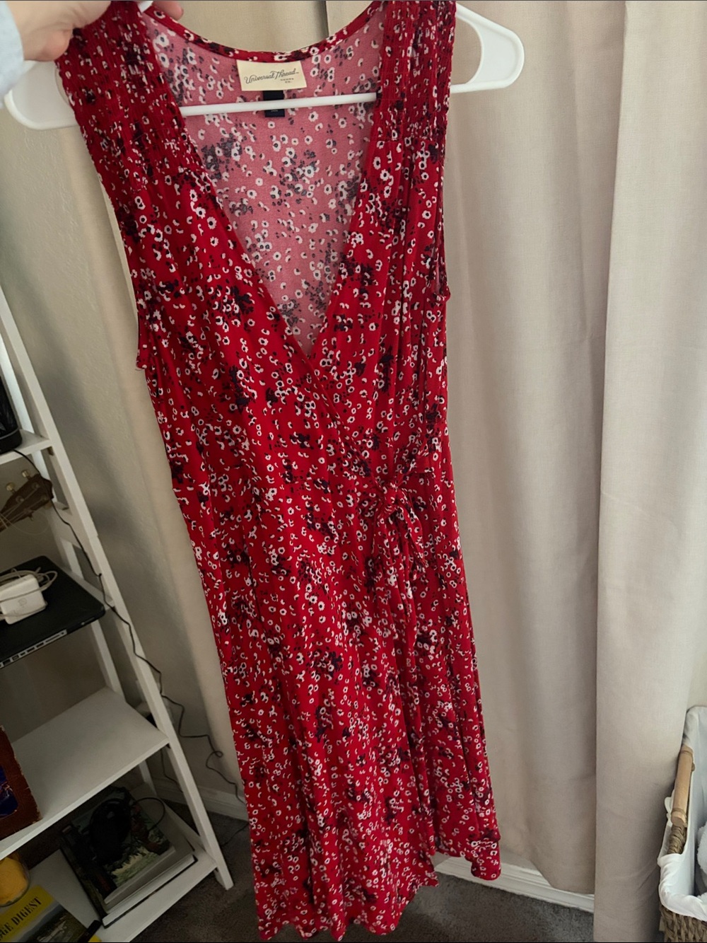 Universal Thread Red Floral Wrap Dress with V-Neck